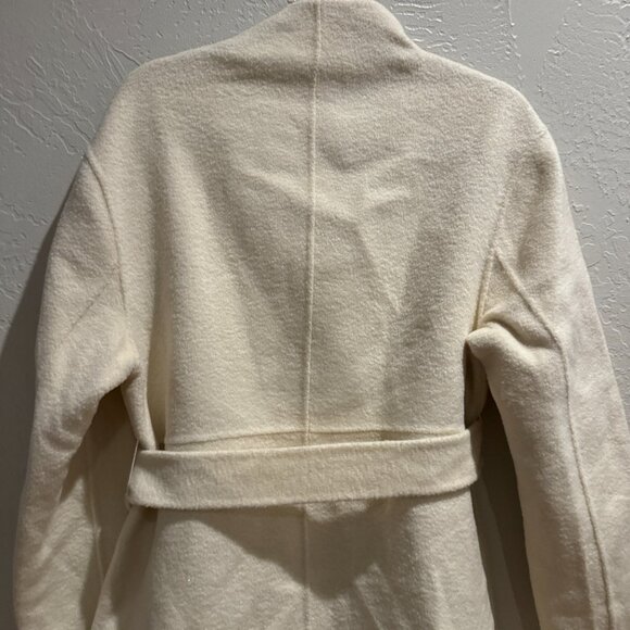 MAJE Genesis Belted Wool Blend Wrap Ecru Classic Coat Size 40 NEW WITH TAG - Picture 7 of 14